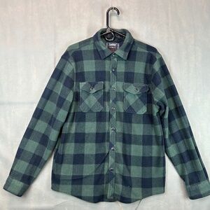 Company Eighty One Green Black Plaid 100% Polyester Button-Up Shirt Size Mens L